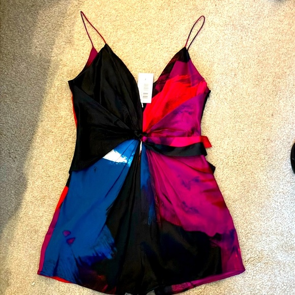 Diane Von Furstenberg Multicolor Women's Silk Romper Shorts Sz 0 - Picture 1 of 8